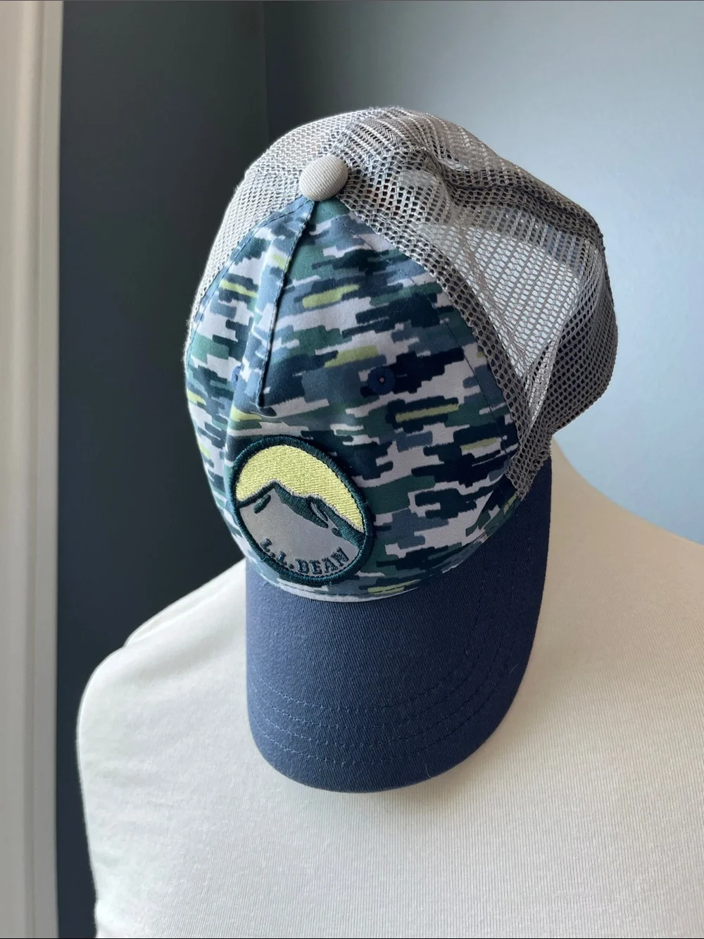 L.L. Bean Kids Camo Mesh Trucker Hat - Navy, Green, Gray